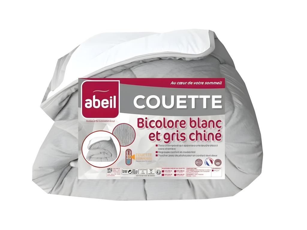 ABEIL Couette tempérée BICOLORE 220x240cm - Blanc Gris chine CBPK27047