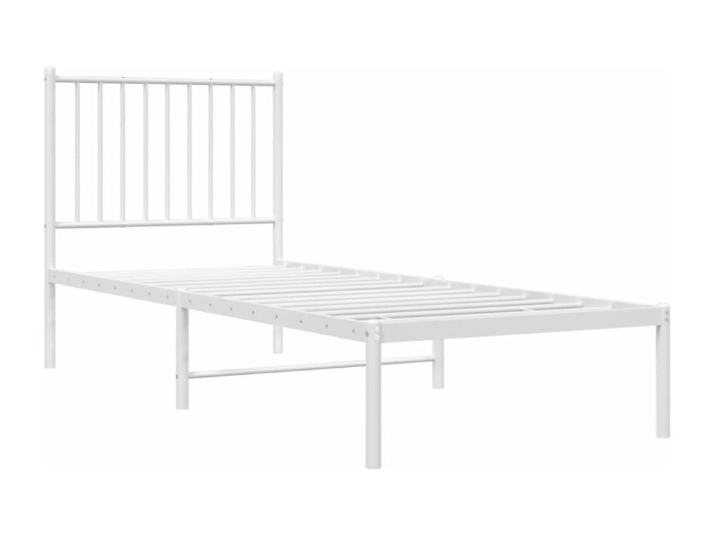 Cadre de lit métal sans matelas avec tête de lit blanc 75x190cm MEOJ42941