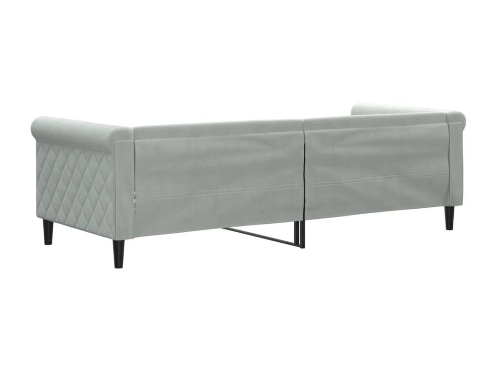 Lit de jour gris clair 80x200 cm velours AVJR76080