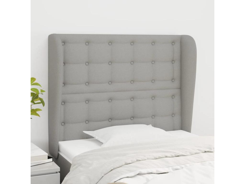 Tête de lit avec oreilles Gris clair 103x23x118/128 cm Tissu VKKR61149