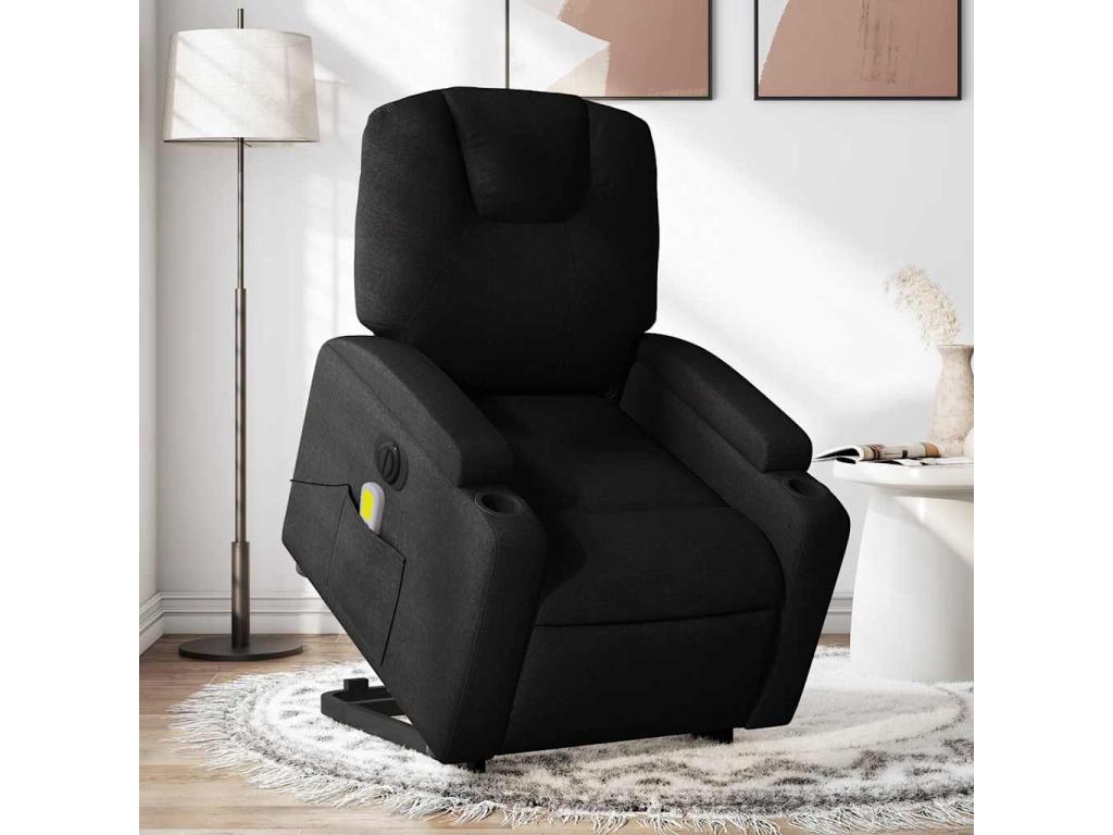 Fauteuil inclinable de massage électrique Noir Tissu TDCU04397