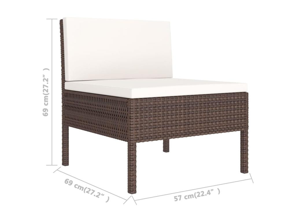 Salon de jardin 9 pcs avec coussins résine tressée marron CMYK04595