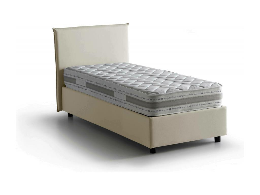 Lit simple Lysvia Lit coffre avec revêtement en tissu Made in Italy Ouverture frontale avec matelas 90x200 cm inclus Beige XDYS47898