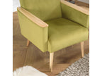 Lysvia - Fauteuil velours vert clair pieds et accoudoirs bois FFKV70504