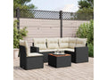 Salon de jardin 6 pièces avec coussins noir résine tressée UHZN43146