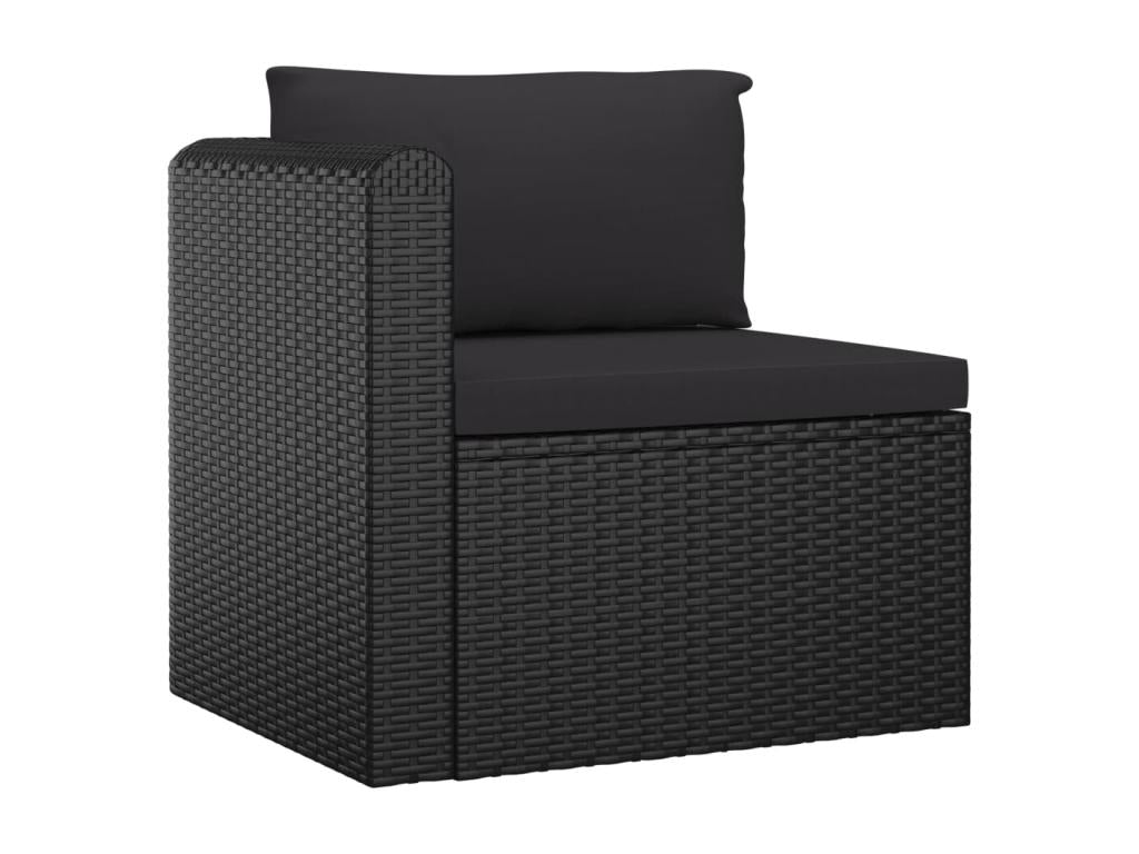 Salon de jardin 9 pièces avec coussins Résine tressée Noir BOAE61624