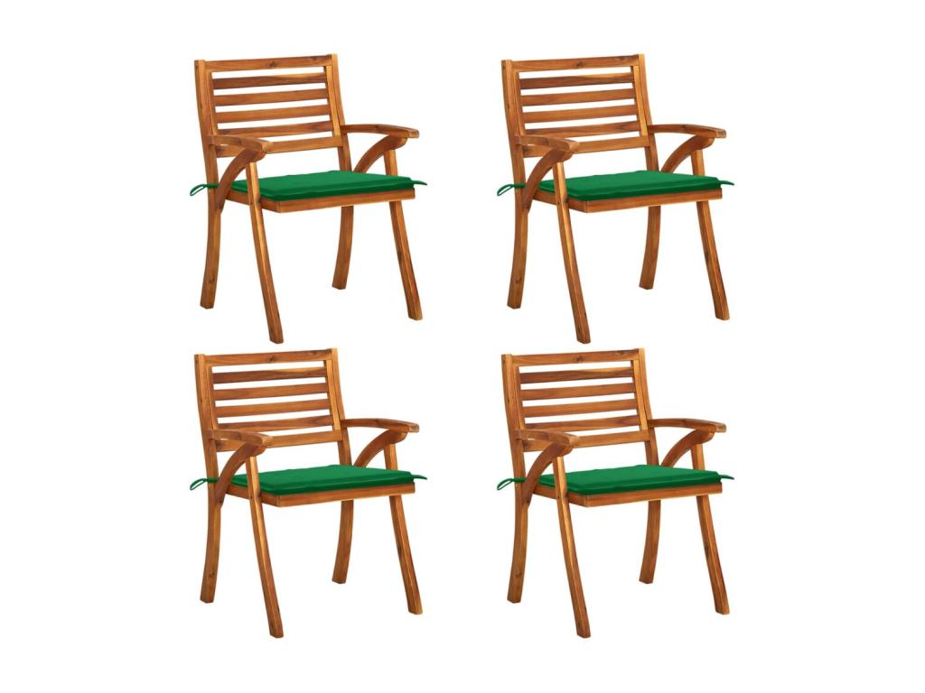 Chaises de jardin avec coussins 4 pièces Bois de teck solide ZDJK40340