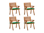 Chaises de jardin avec coussins 4 pièces Bois de teck solide ZDJK40340