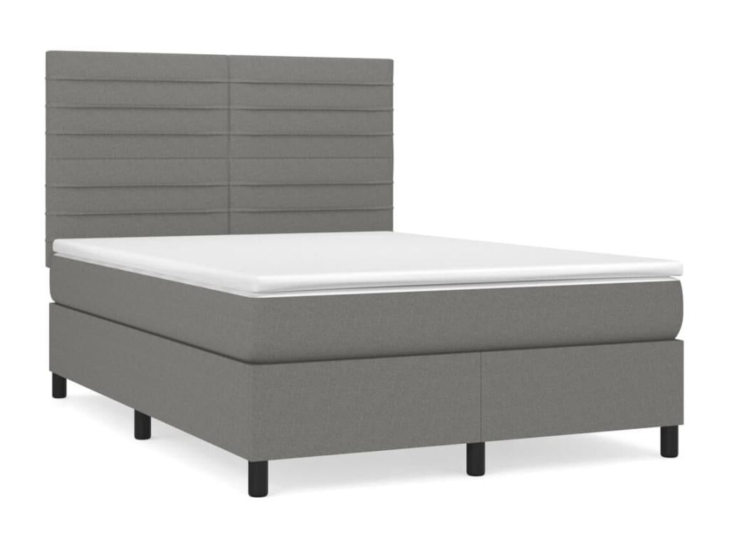 Sommier à Lysvia de lit avec matelas Gris foncé 140x190cm Tissu TTGE71164