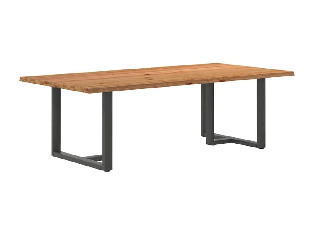 Table à manger marron clair bois de chêne massif rectangulaire MSWU46393