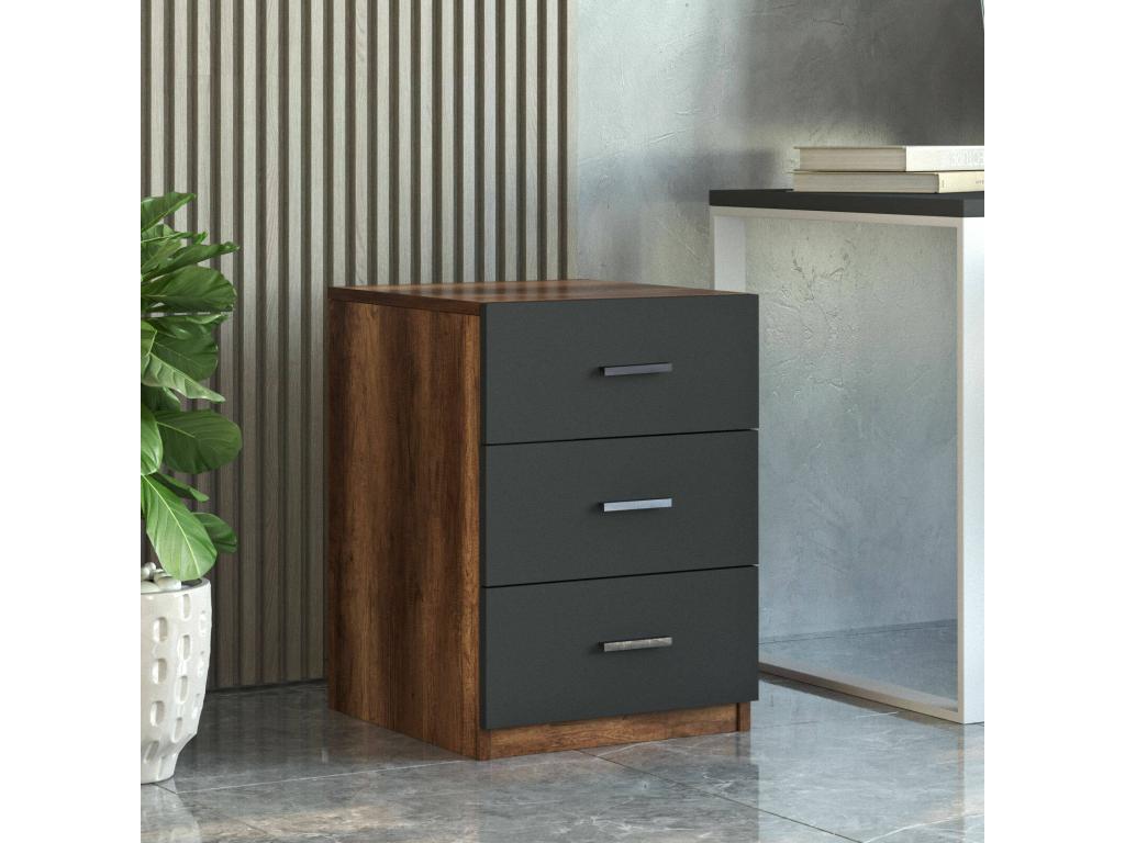 Set de bureau Lysvia Composition du studio Lysvia de bureau Ensemble de bureau et de tiroirs Noyer et Anthracite YGZA91937