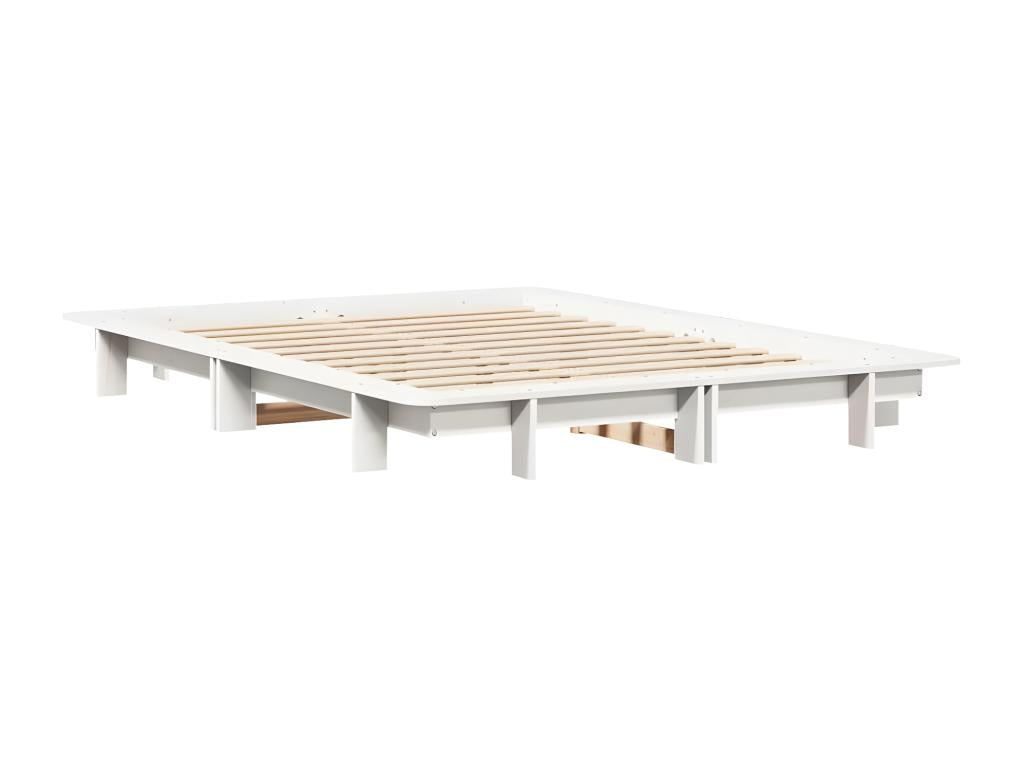 Cadre de lit sans matelas blanc 135x190 cm bois de pin massif VHIL55793