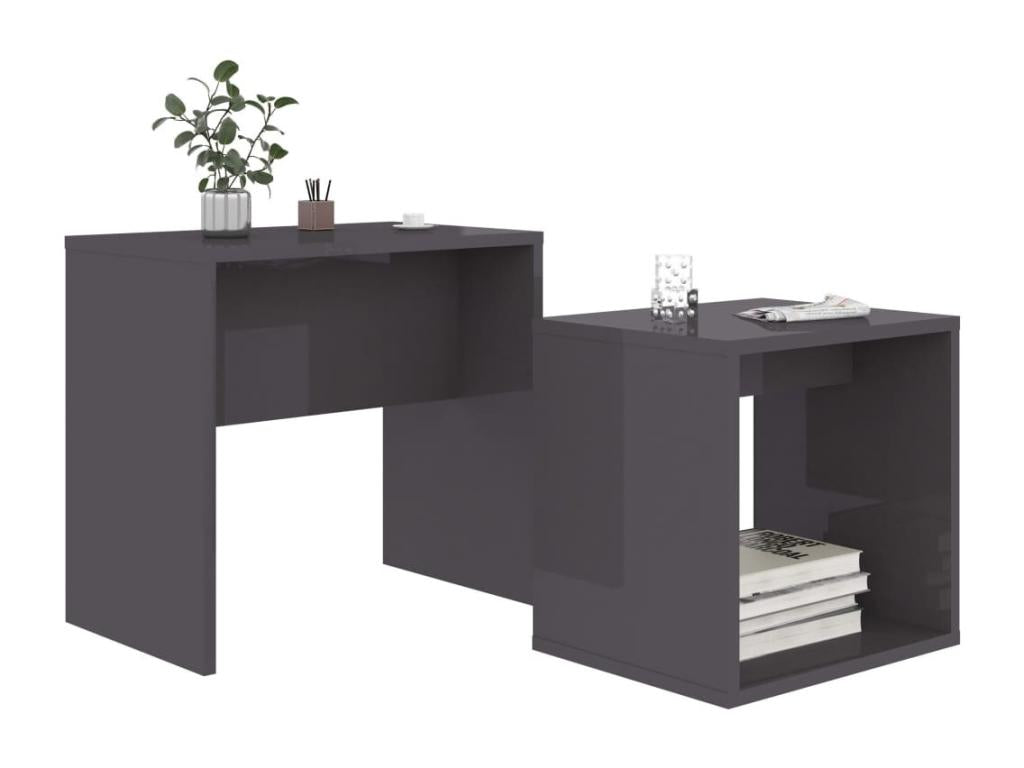 Ensemble de tables basses Gris brillant 48x30x45 ZKPL07959
