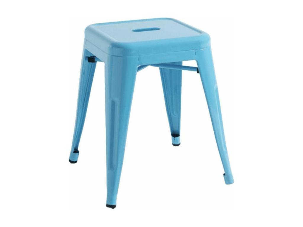 Tabouret bas 45cm Lysvia en acier brillant - Design industriel et élégant-Couleur Bleu turquoise SFZW34146