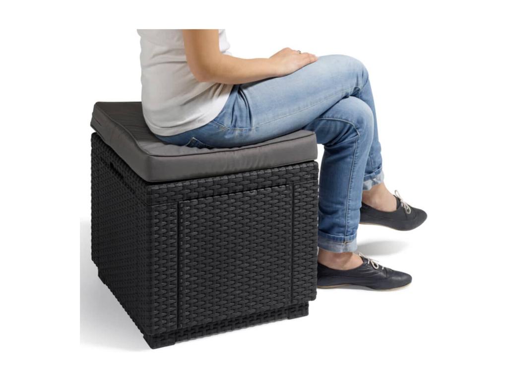 Table pouf avec coussin - Résine Gris graphite - Lysvia par Lysvia JPOH49117