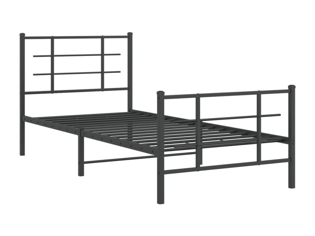 Cadre de lit métal avec tête de lit/pied de lit noir 90x190 cm TTKY06223