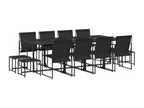 Ensemble à manger de jardin 13 pièces noir textile MZIQ32196