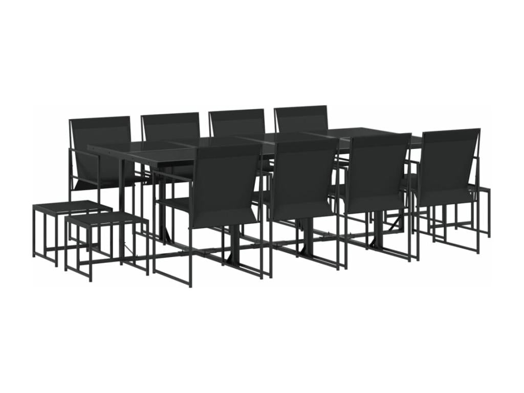 Ensemble à manger de jardin 13 pièces noir textile MZIQ32196