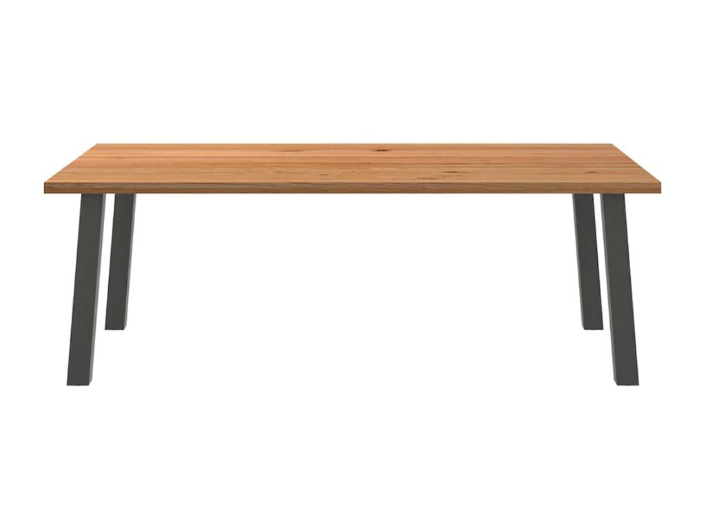 Table à manger marron clair bois de chêne massif rectangulaire FLIL45126