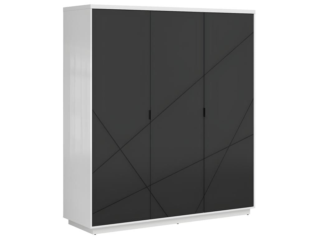 Armoire 3 portes Lysvia Noir et Blanc LWZU19160