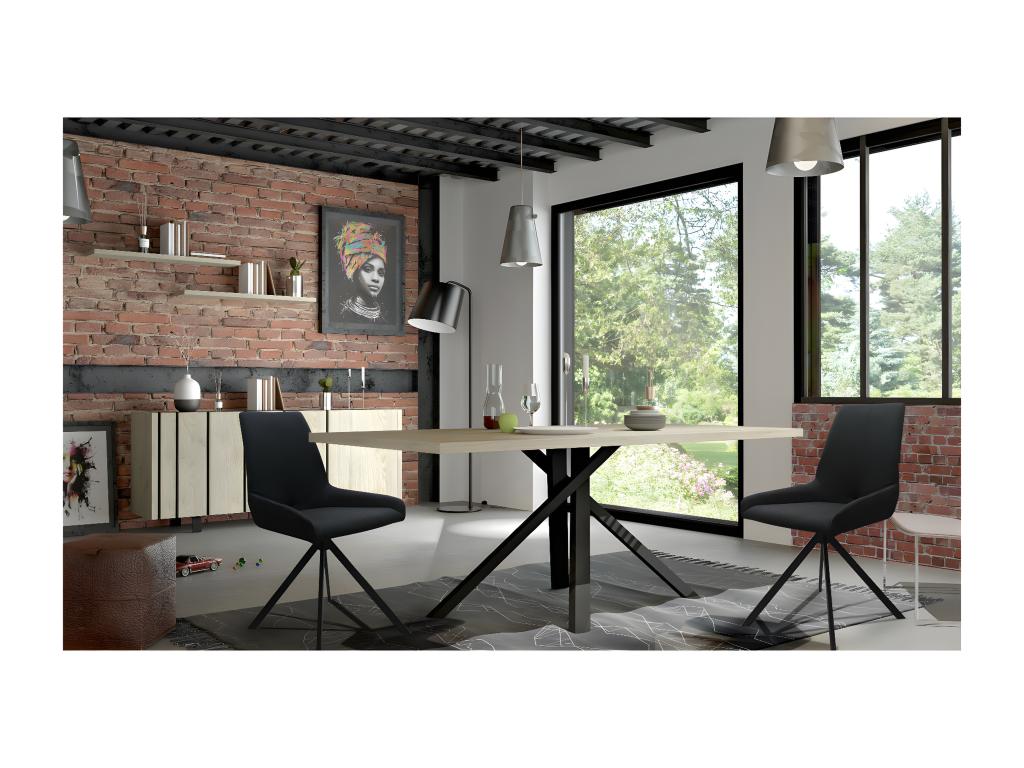 Lysvia - Table 200cm Industrielle Effet Chêne Pied Central MKBJ53955