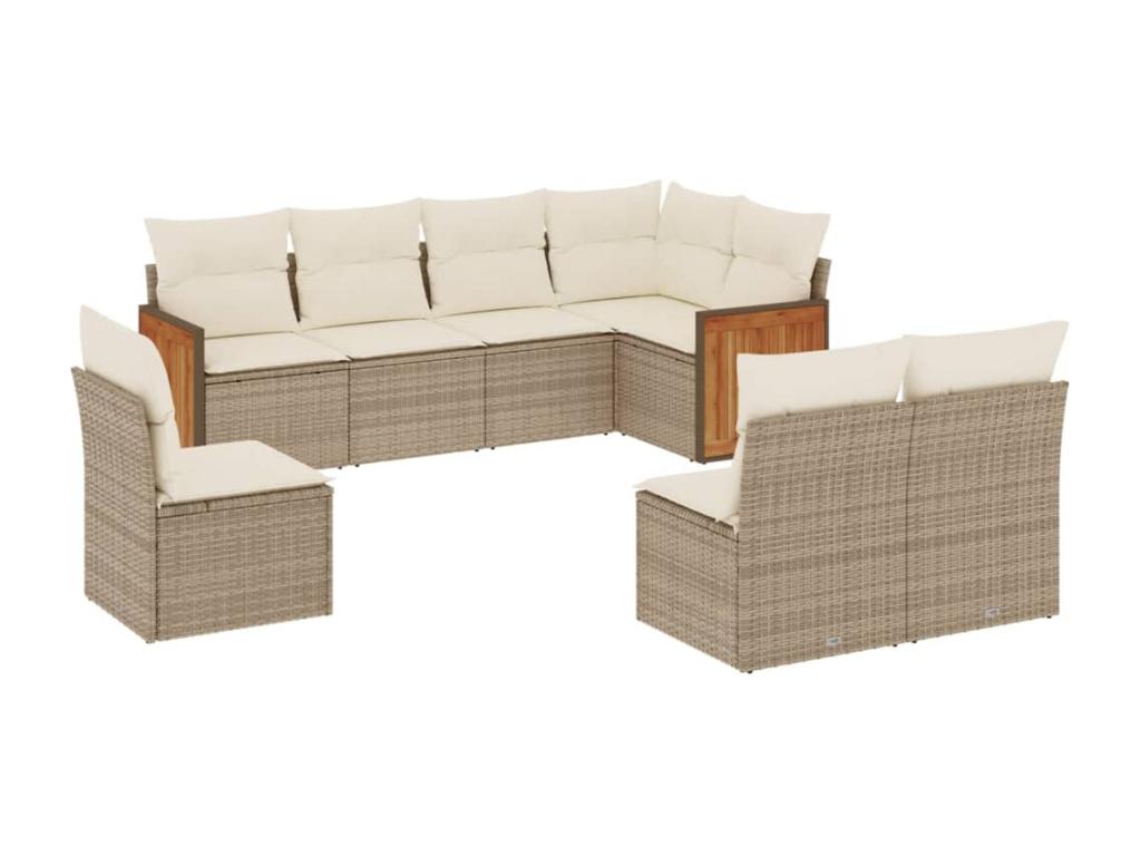 Salon de jardin avec coussins 8 pcs beige résine tressée NHIA79775