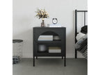 Table de chevet noir 50x35x60 cm verre et acier JBYK62496