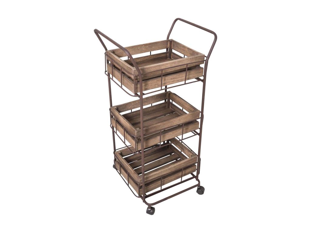 Elariva sur en fer 3 caisses en bois QUWD30585