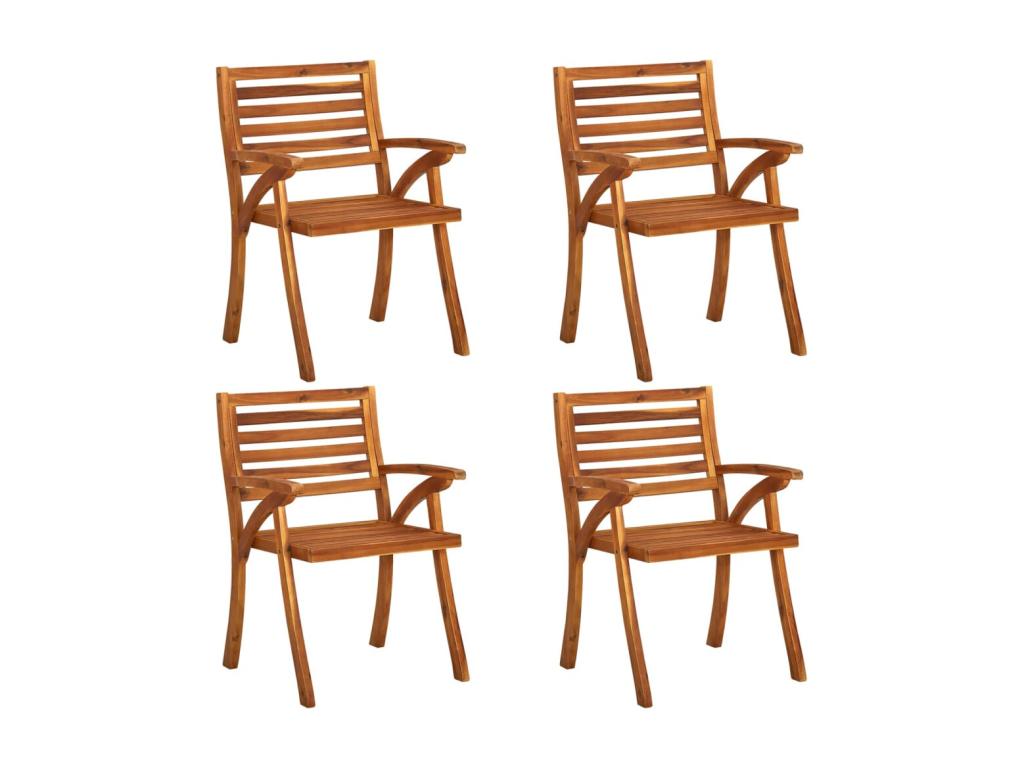 Chaises de jardin avec coussins 4 pièces Bois de teck solide ZDJK40340