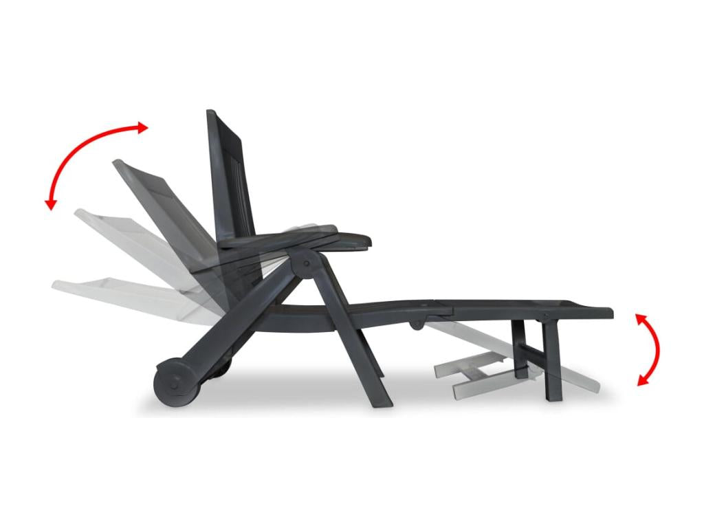 Chaise longue avec repose-pied Plastique Anthracite DIER79815