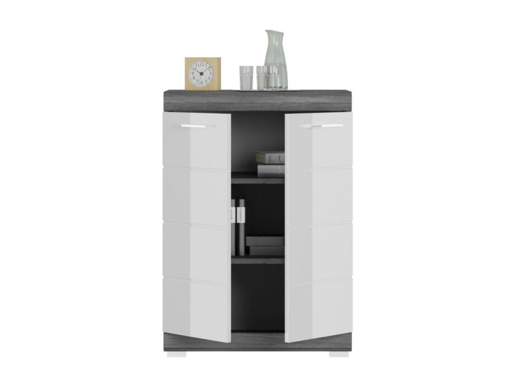 Buffet Lysvia – 2 portes – Gris foncé et blanc – 60x85x37 cm YIUV39652