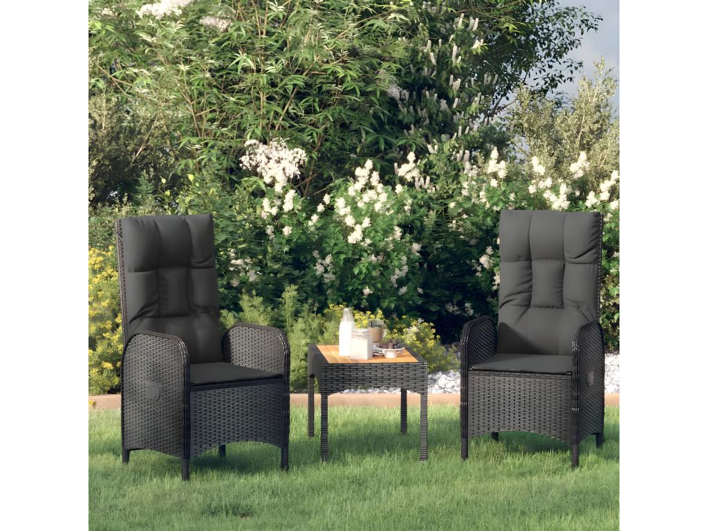 Chaises d'extérieur lot de 2 Résine tressée Noir LDCQ75410