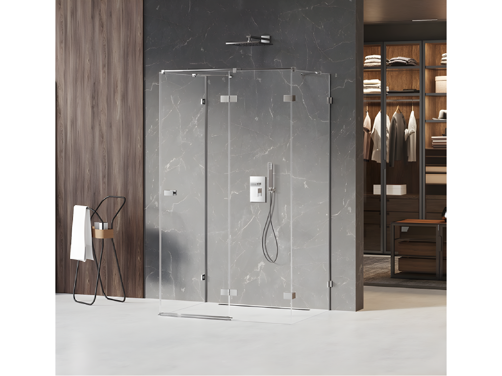 Cabine de douche droite 120x90 pivotante couleur accès de face TVGH23397