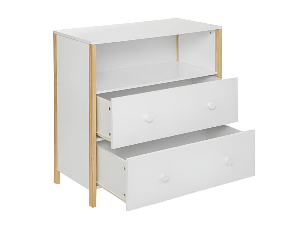 Commode 2 tiroirs aggloméré blanc 85x80x40cm SQIM24287