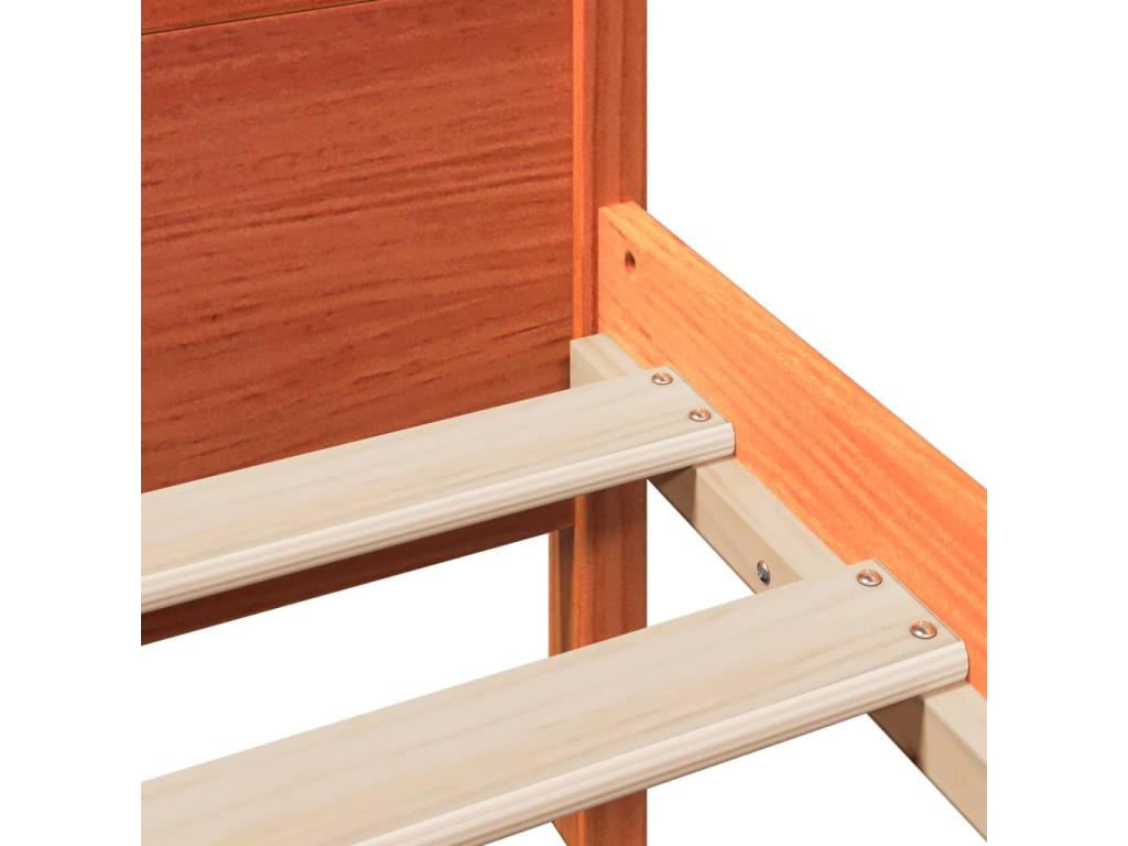Cadre de lit sans matelas cire marron 100x200cm bois pin massif AUAR35422