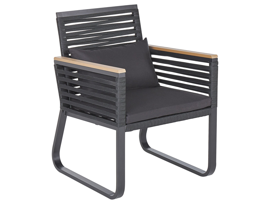 Salle à manger de jardin 4 places avec coussins Lysvia Métal Noir RLOW64315