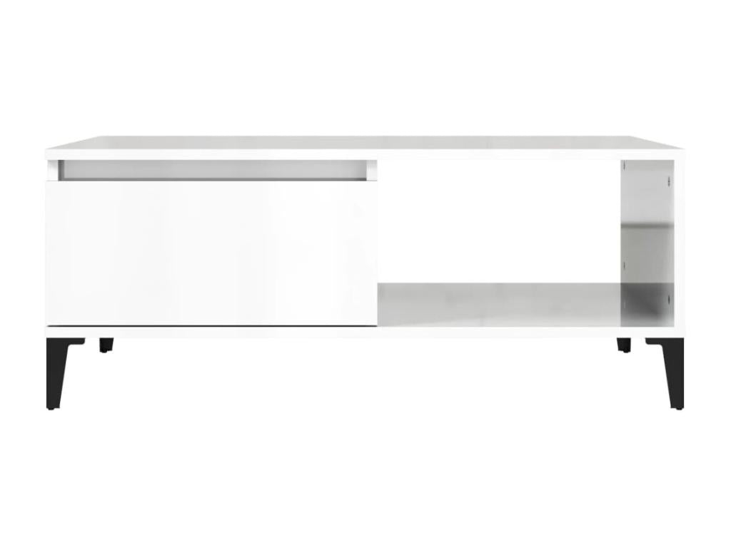 Table basse Blanc brillant 90x50x36,5 cm Bois d'ingénierie NKTL63655