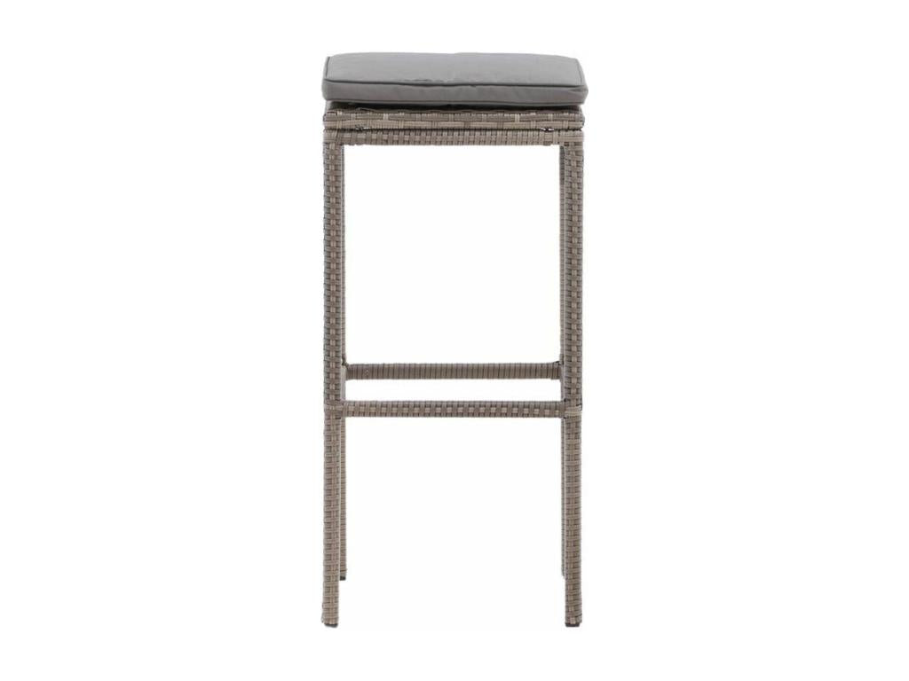 Tabouret de bar de jardin Lysvia avec coussin gris JKMX52983