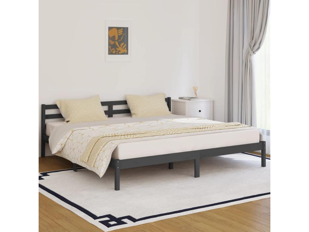 Cadre de lit Bois massif de pin 200x200 cm Gris BWKJ80322