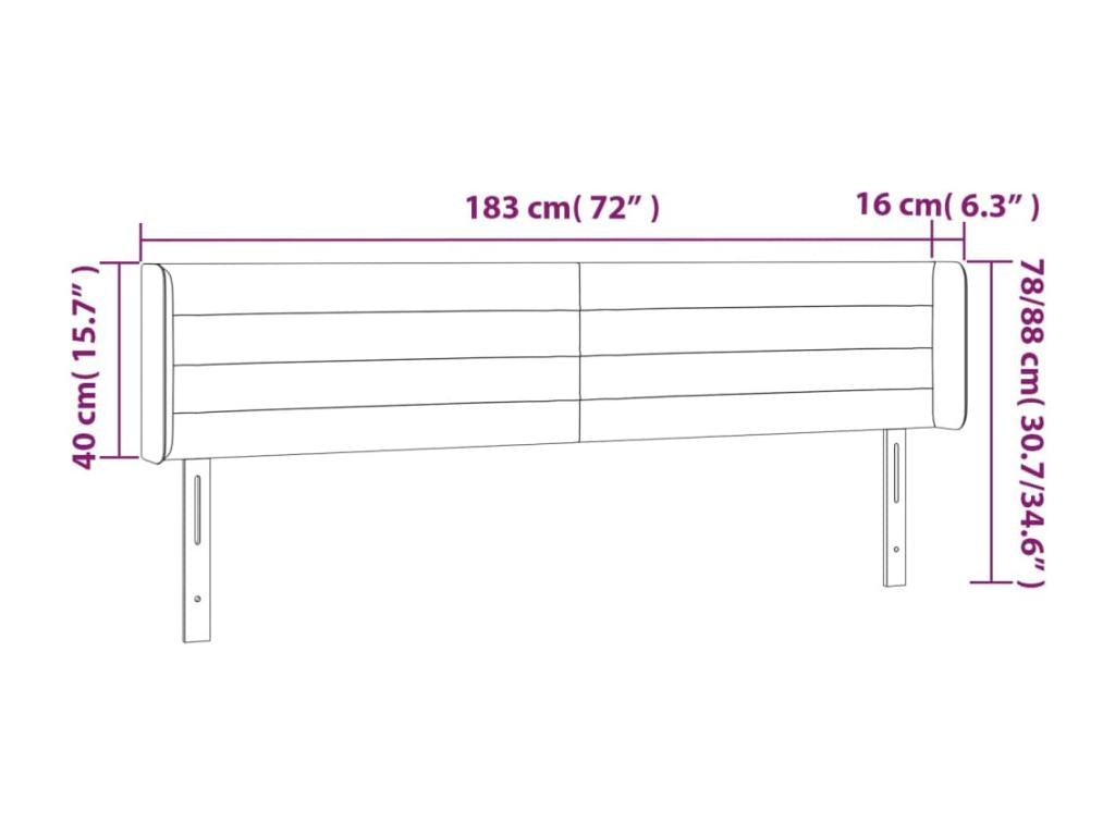 Tête de lit à LED Gris clair 183x16x78/88 cm Tissu JZMO16691
