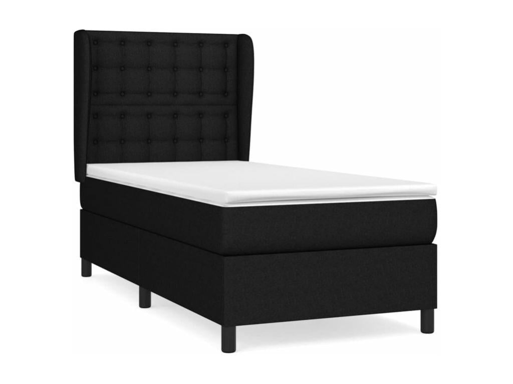 Sommier à lit avec matelas Noir 90x200 Tissu EIBX52298