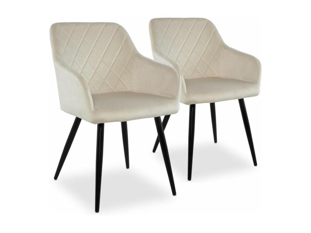Lot de 2 Chaises Velours 83cm Beige TSNY67851