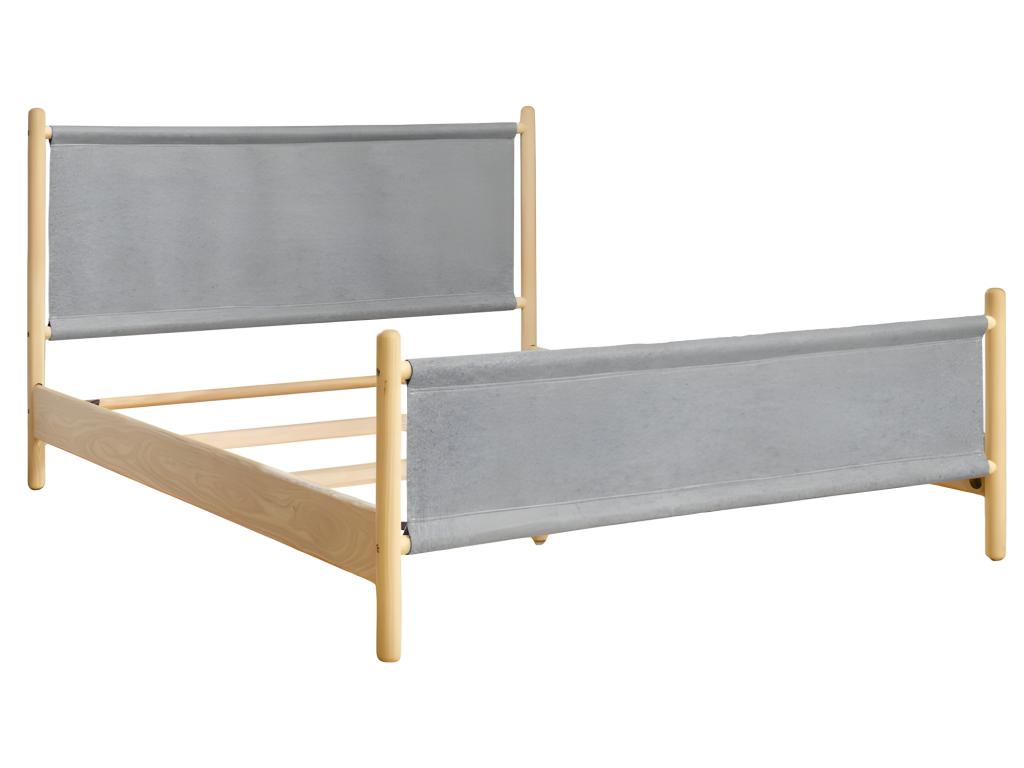 Lit 140x200 cm en bois de frêne et feutrine gris - Lysvia 6599 YERH06235