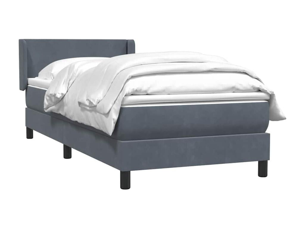 Sommier à Lysvia de lit et matelas gris foncé 90x210 cm velours IZBN68812