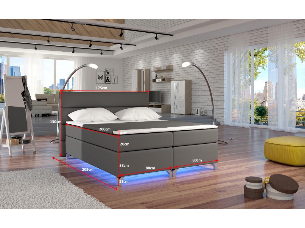 Lit boxspring 140x200 tissu crème Lysvia WMTA49521