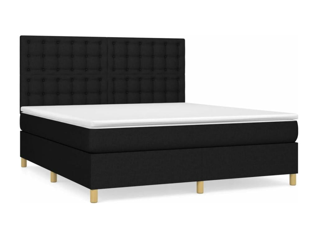 Lit à sommier tapissier avec matelas Noir 160x200 cm Tissu FNKL95336