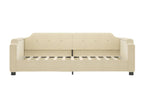 Lit de jour avec matelas crème 80x200 cm tissu AQQS20091