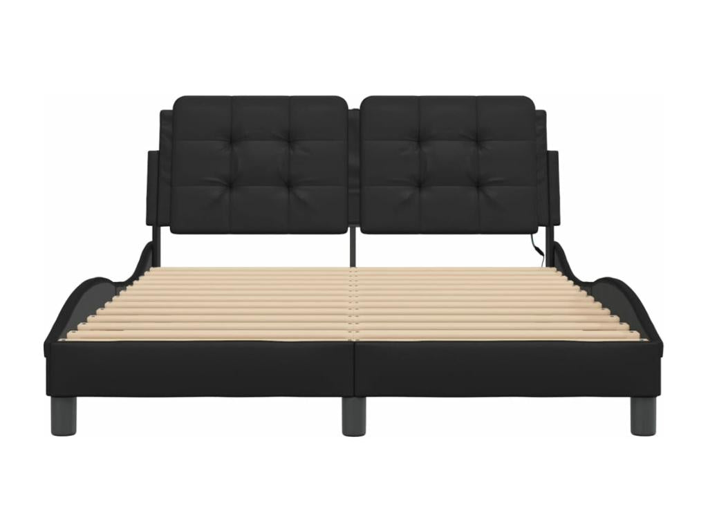 Cadre de lit avec LED sans matelas noir 140x190 cm QYEU17479