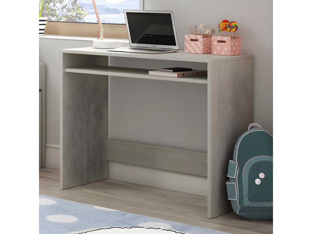 Bureau avec tablette fixe Bois blanc - Lysvia - L 79 xl 44 x H 78 cm LMNT48529