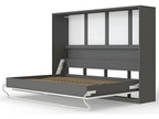 Armoire Lit escamotable 140x200cm Lysvia Lit Horizontal Rabattable Lit Mural Anthracite/Blanc CSMK98184